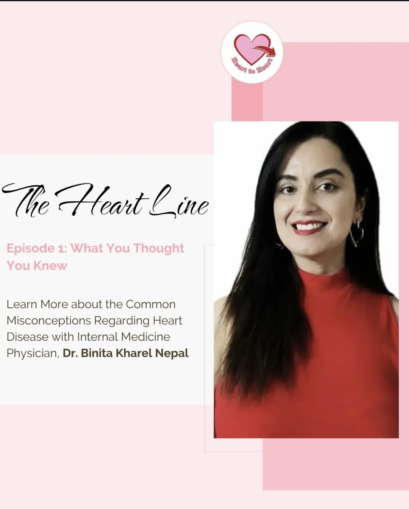 The Heart Line interview series cover — Episode 1 with Dr. Binita Kharel.